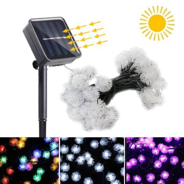 Садовая гирлянда на солнечной батарее Снежинка 5 метров 50led. Теплый-белый 1054819851 фото