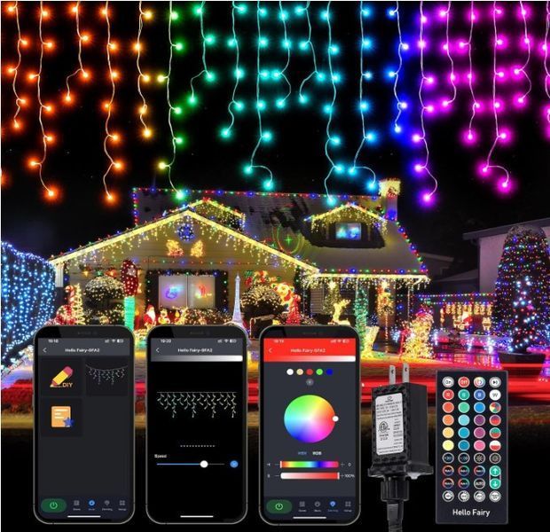 Вулична гірлянда Бахрома  144 LED, RGB, Smart APP + пульт, 220 В