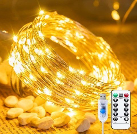 гірлянда Роса 10 м, 100 LED, теплий білий, USB + пульт