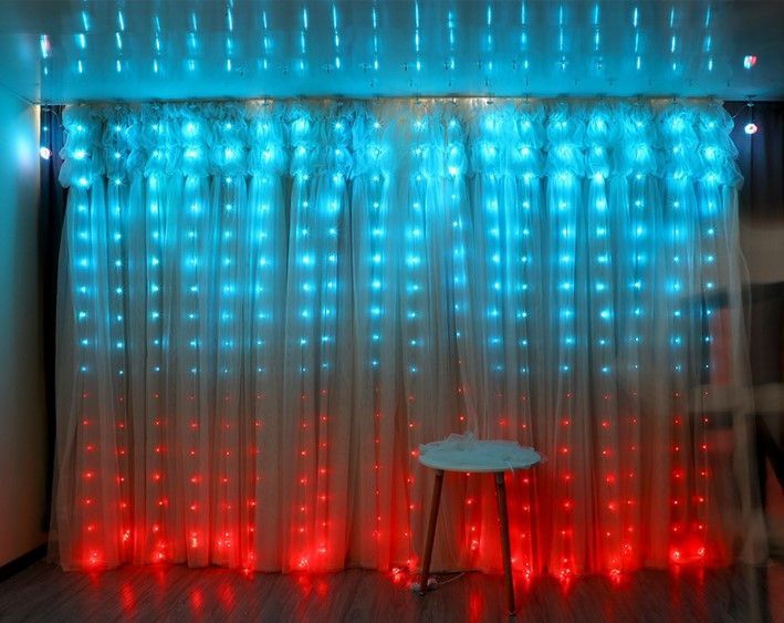 RGBW Гирлянда Штора 300LED + пульт ДУ Bluetooth 3х3 м, USB 46846528 фото