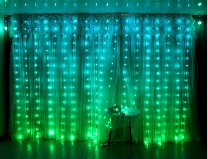 RGBW Гирлянда Штора 300LED + пульт ДУ Bluetooth 3х3 м, USB 46846528 фото