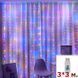 Гірлянда Штора Роса 3 х 3 м, 300LED USB колір. Мультиколор + Пульт ДУ та гачки для монтажу.