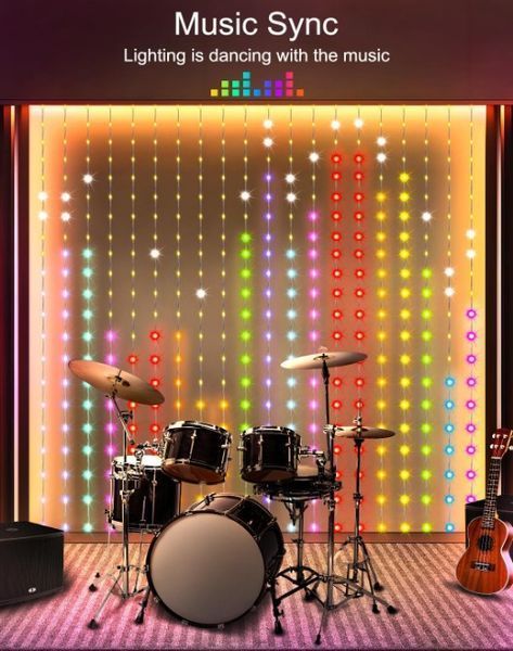 Смарт RGBW Гирлянда Штора 2*2м. и 3*3м. 400LED, USB 521656 фото