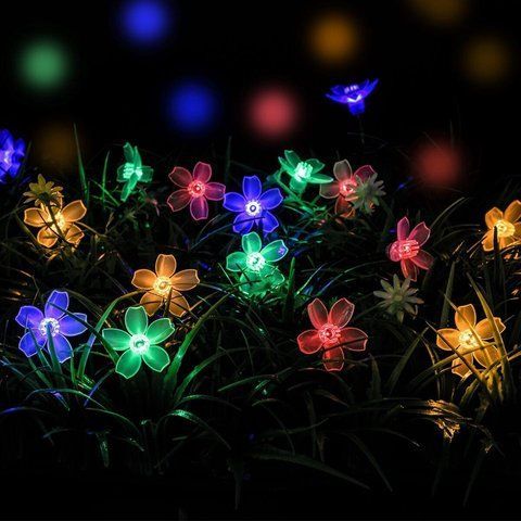 Садовая гирлянда Сакура на солнечной батарее 4.5+2 метров 30led. Мультиколор 1054819833 фото