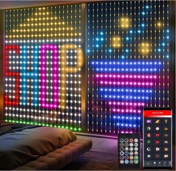 Світлодіодна гірлянда Штора 3x3 м 400 LED RGBW для декору вікна та фотозони