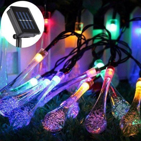 Садовая гирлянда на солнечной батарее Хрустальные Капли 30LED Мульти 1395840376 фото