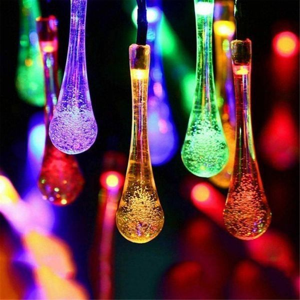 Садовая гирлянда на солнечной батарее Хрустальные Капли 30LED Мульти 1395840376 фото