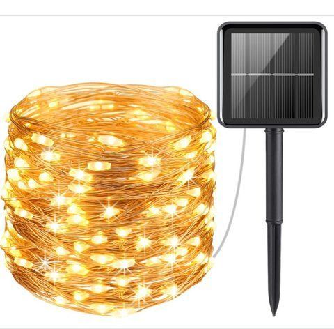 Гирлянда Роса на солнечной батарее 10м. 100led цвет свечения Теплый-Белый 2095761423 фото
