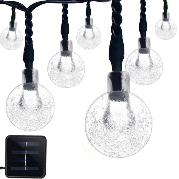 Хрустальные шарики на солнечной батарее 10 метров 100led. Синий 1422562130 фото
