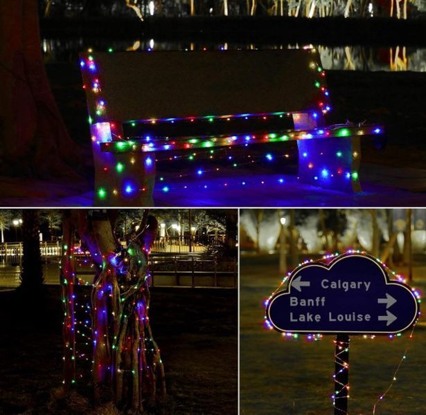 Вулична гірлянда Роса на сонячній батареї 10м. 100led Колір світла Мультиколор 2225485487 фото