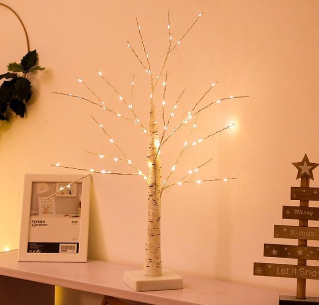 Дерево-гирлянда Береза. цвет свечения Теплый Белый. Высота 60см. 55 LED USB подключение 1515432585 фото