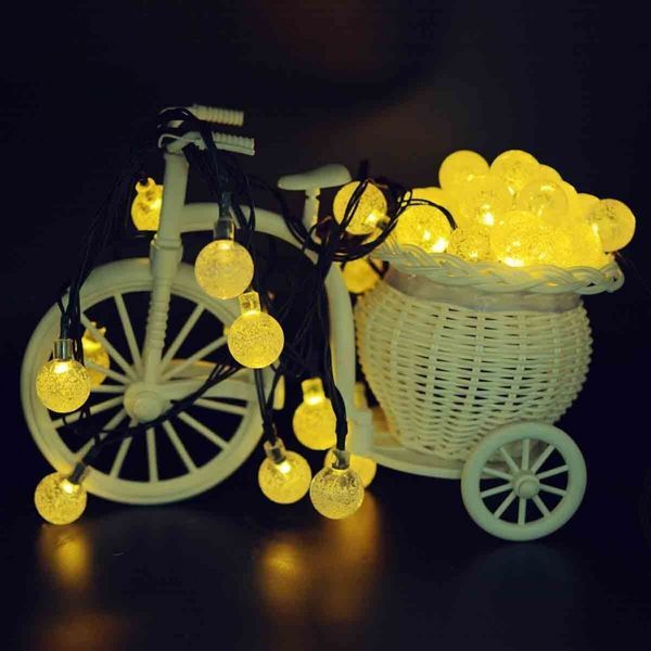Садовая гирлянда Хрустальные шарики 30шт. на солнечной батарее. Цвет Теплый Белый 1054819838 фото