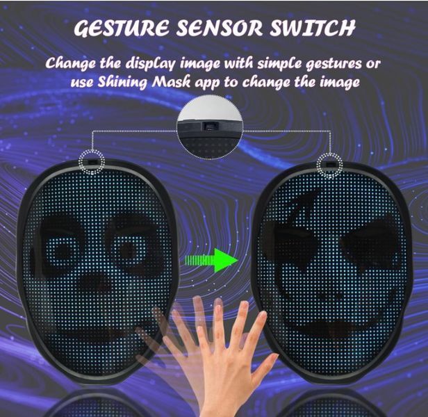 Умная интерактивная маска с 2121 RGB-светодиодами. 2337726104 фото