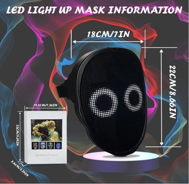 Умная интерактивная маска с 2121 RGB-светодиодами. 2337726104 фото