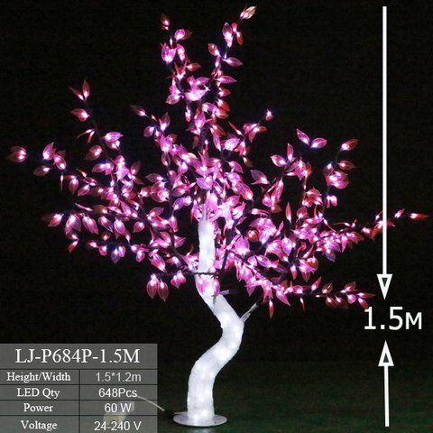 Уличное Светодиодное Дерево 1.5*1.2метров с листьями Розового цвета LJ-P684Р-1.5m M.L. фото
