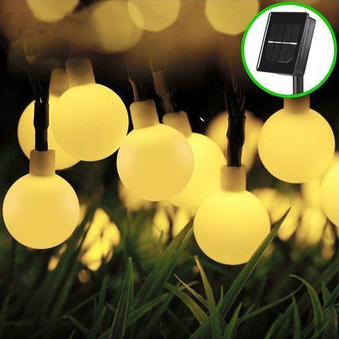 Светодиодная гирлянда на солнечной батарее Шарики 4.5 метров 30led (Теплый Белый ) 1054819848 фото
