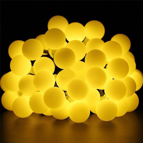 Светодиодная гирлянда на солнечной батарее Шарики 4.5 метров 30led (Теплый Белый ) 1054819848 фото