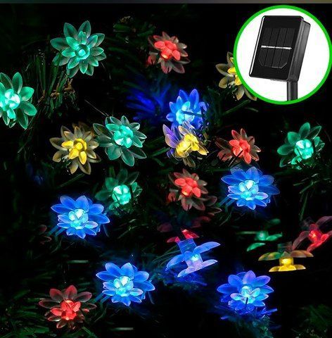 Садовая гирлянда Лотос на солнечной батарее 30LED 4.5м  Мультиколор 1886603663 фото