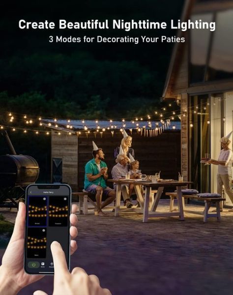 Вулична різнокольорова гірлянда з керуванням через Bluetooth 9м. 25 лампочок G40 220в. 2344101731 фото
