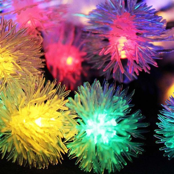 Светодиодная гирлянда на солнечной батарее Снежинка 5 метров 50led. Мультицвет. 1054819850 фото